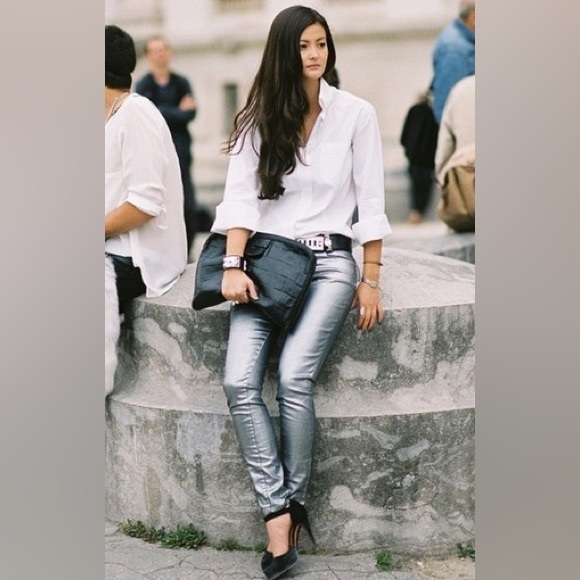 NWT ARMANI Silver Jeans ✨🩶✨ Metallic Denim - Picture 3 of 13